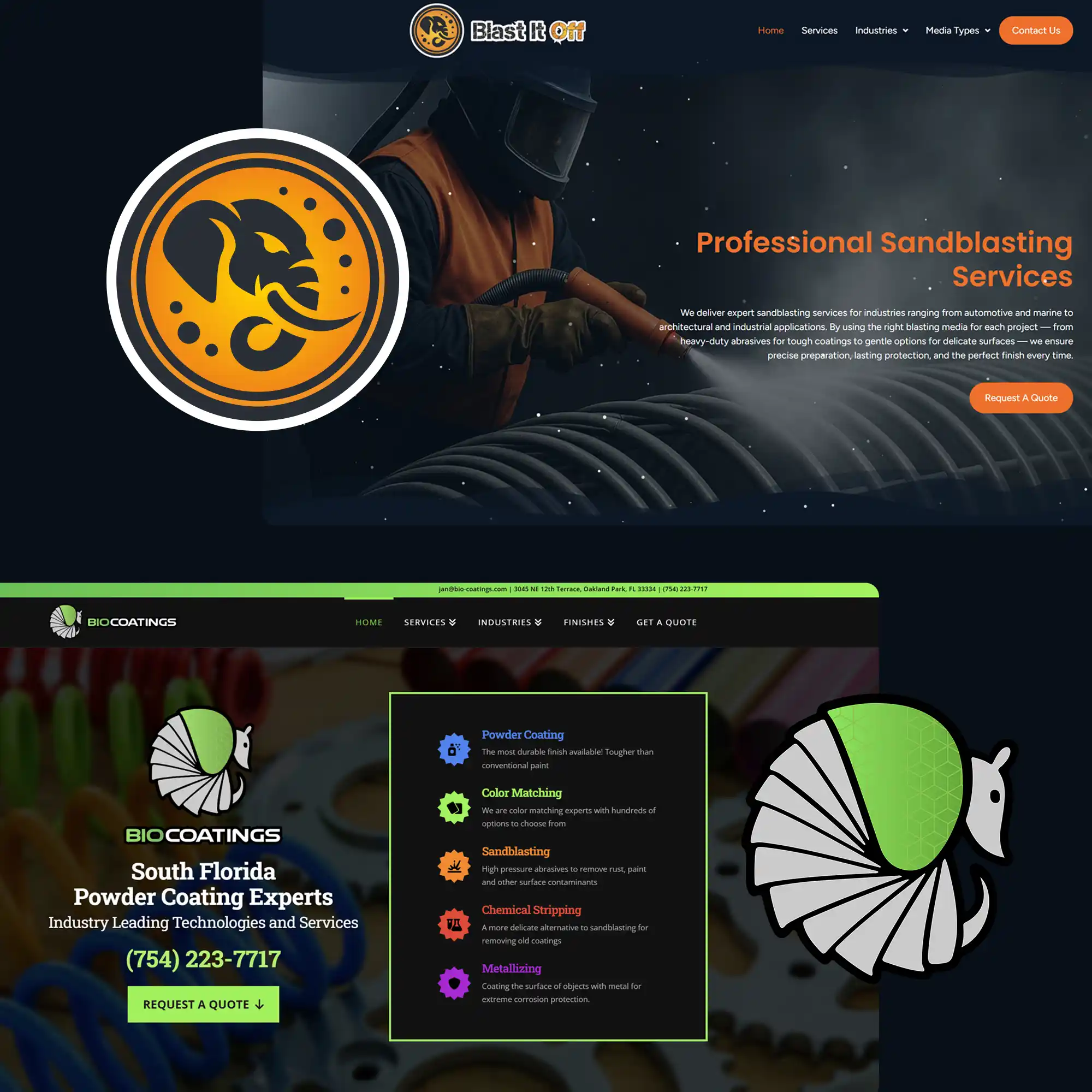 Bio-Coatings and Blast-It-Off website designs